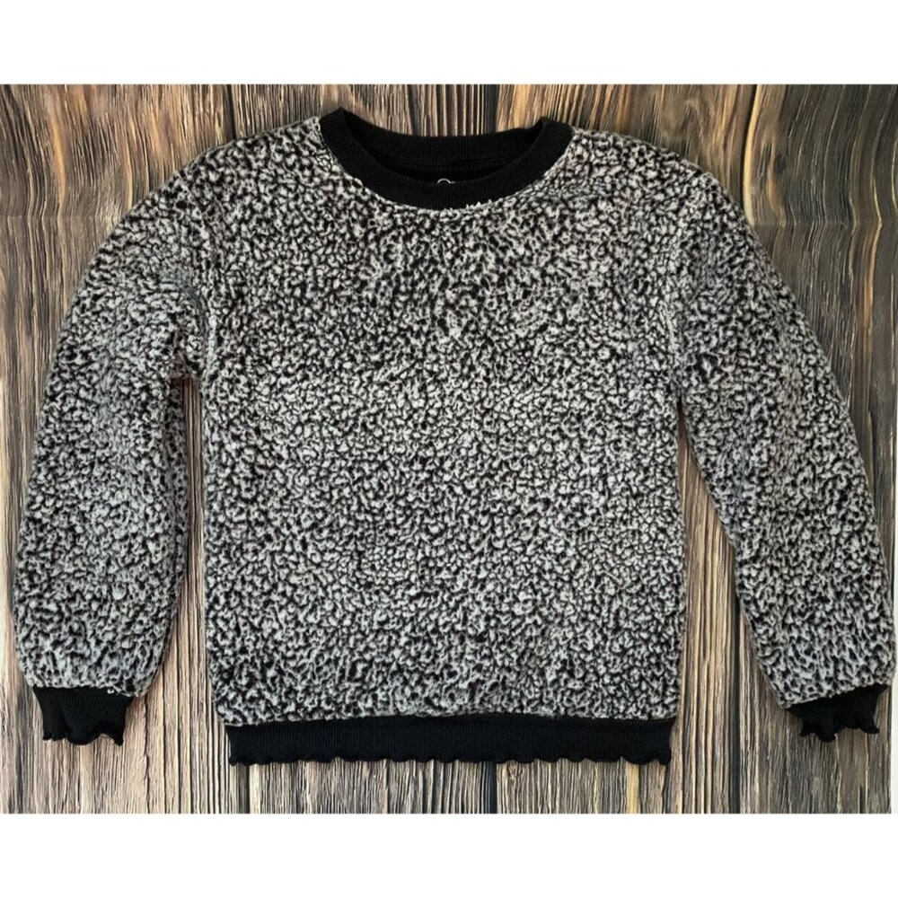 Art Class Black & Gray Faux Sherpa Pull Over Size 10/12 GUC